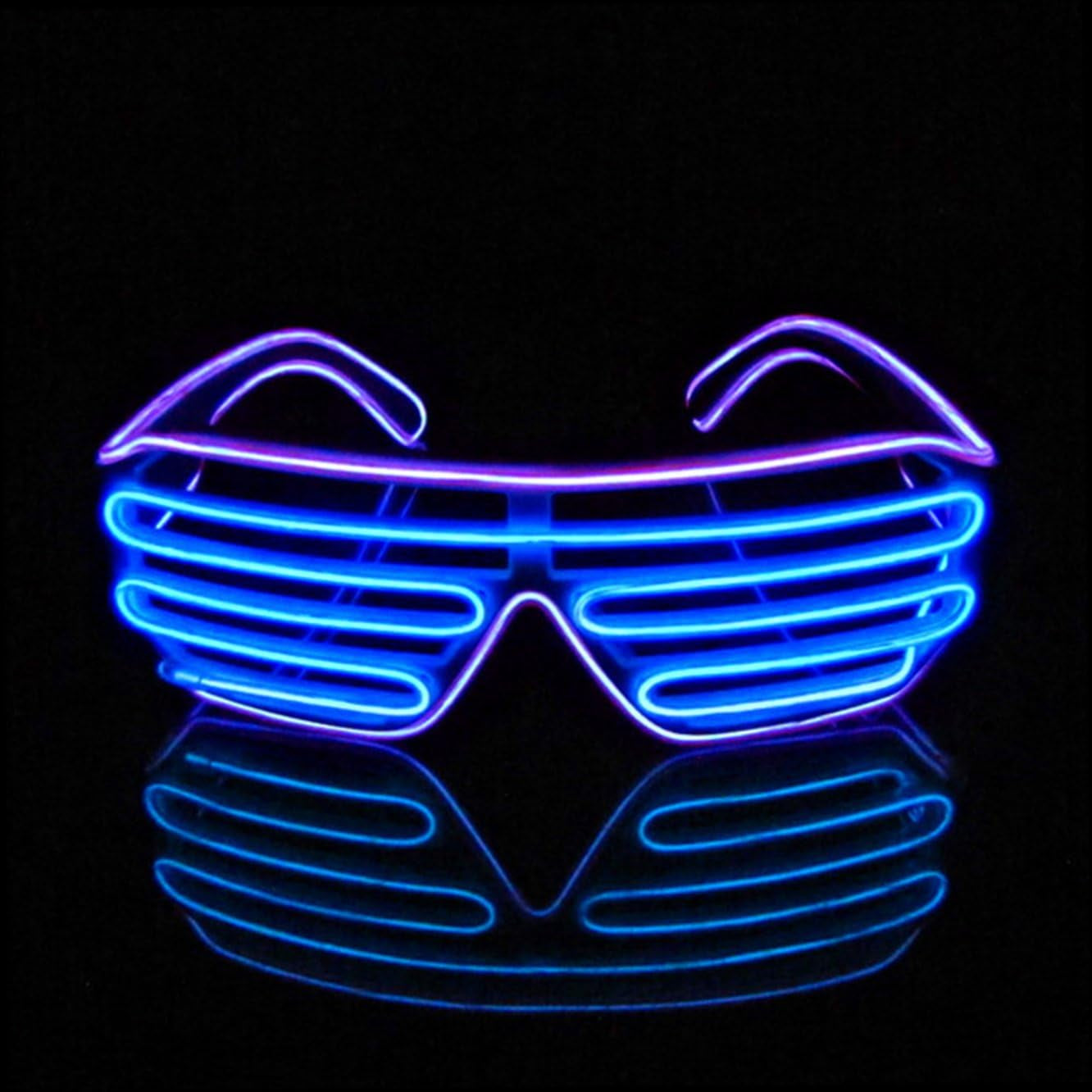Shutter EL Wire Neon Rave Glasses Flashing LED Sunglasses Light up Costumes for 80S, EDM, Party RB03 (Purple - Blue)