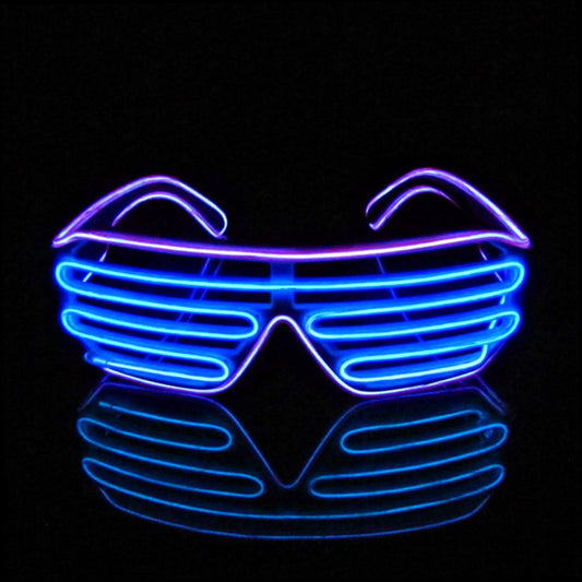 Shutter EL Wire Neon Rave Glasses Flashing LED Sunglasses Light up Costumes for 80S, EDM, Party RB03 (Purple - Blue)