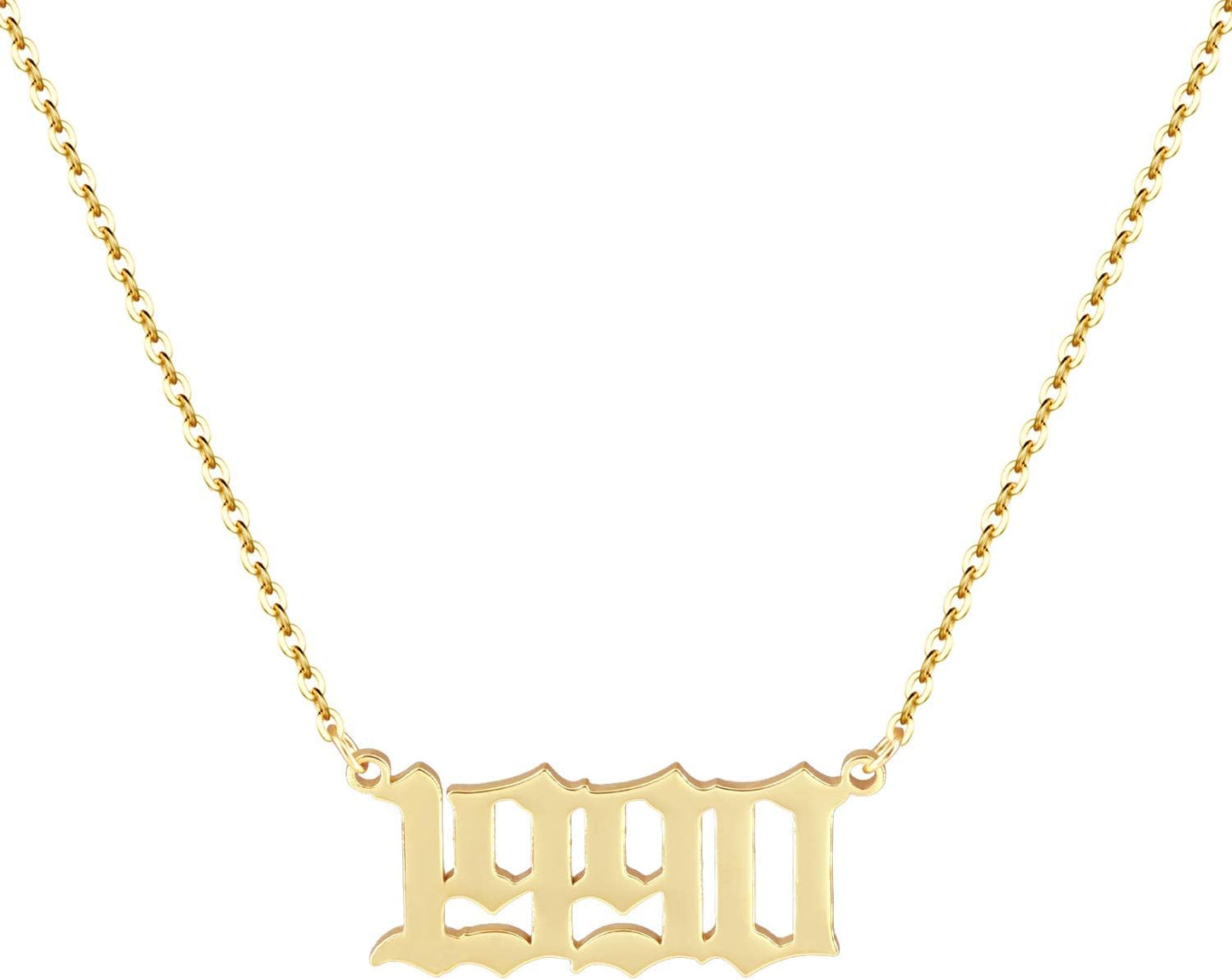 Birth Year Necklace 18K Gold Plated Birth Year Number Pendant Necklace Stainless Steel Birthday Year Necklace for Women,1970-2024