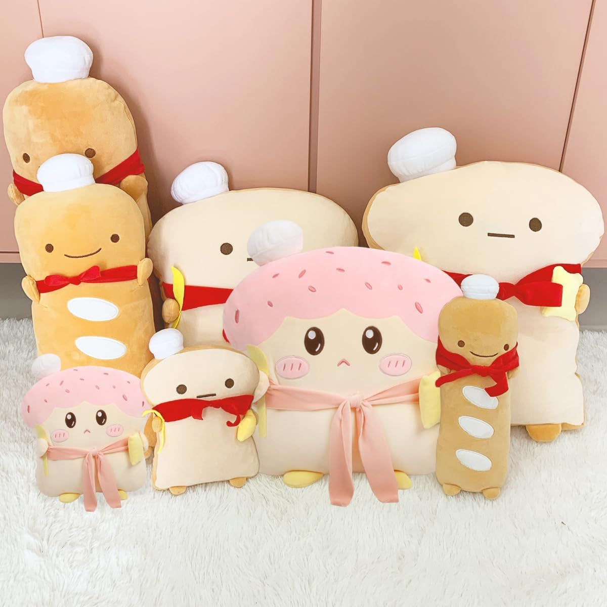 Funny 21.6In Toast Baguette Pillow,French Baguette Shape Plush Hugging Pillow with Red Scarf,Soft Toast Food Sofa Cushion Home Decor,Plush Toy for Friends Family Birthday