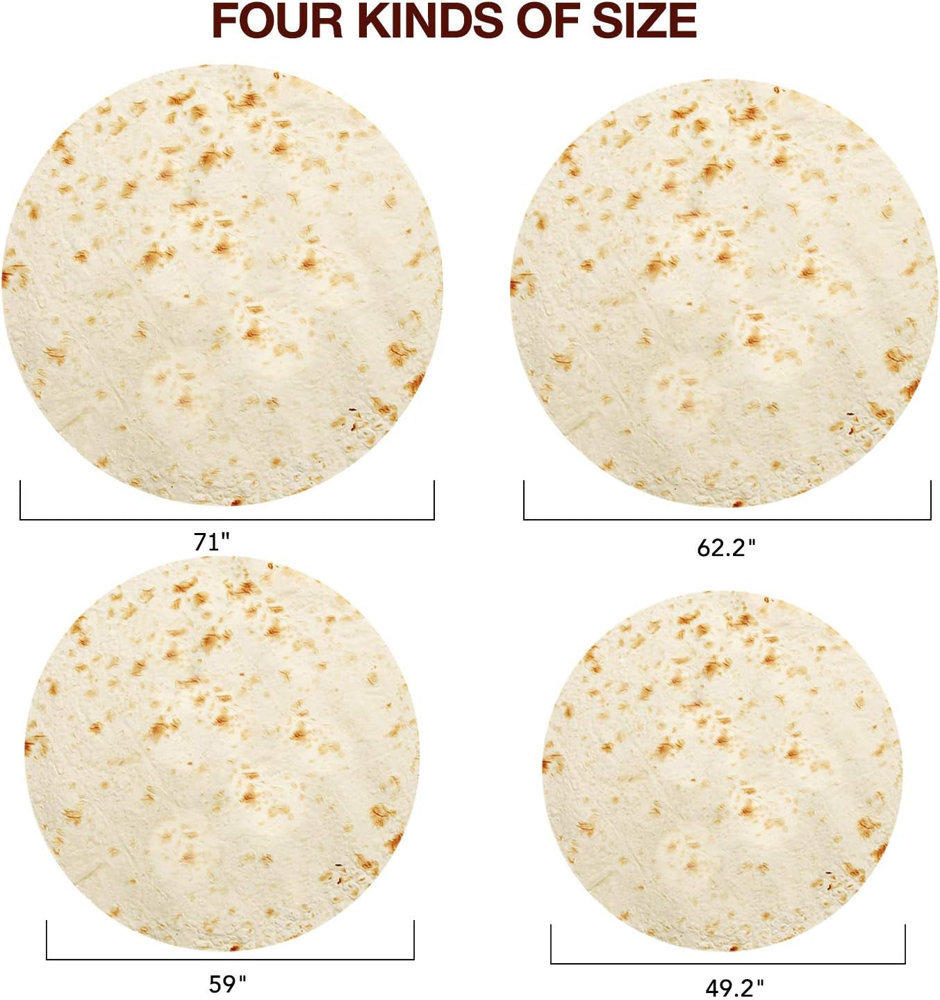 63 Inch Burrito Tortilla Blanket, Funny Blankets Tortilla Blanket Adult Size for Adult Kids, Kids Throw Blanket Food Blankets for Travel Home