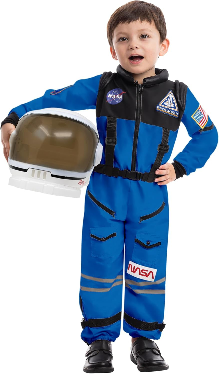 Astronaut Costume with Helmet, Space Suit for Toddler, Kids Astronaut Halloween Costume for Cosplay