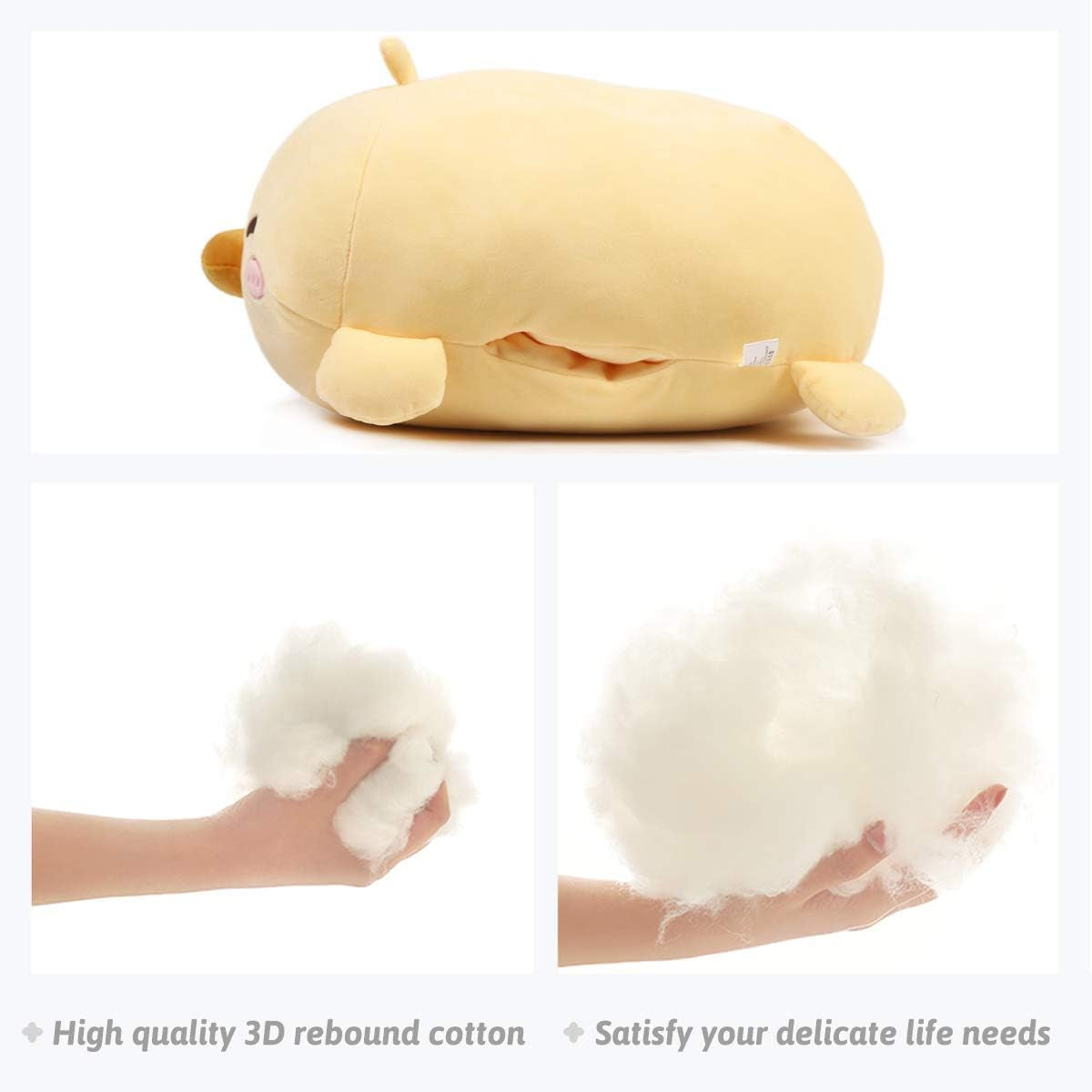 Duck Plush Pillow Stuffed Animal Snuggly Pillow Cute Plush Toy Snuggle Buddy Duck Plushie Kawaii Soft Hugging Pillow for Kids Boys Girls 17.7In